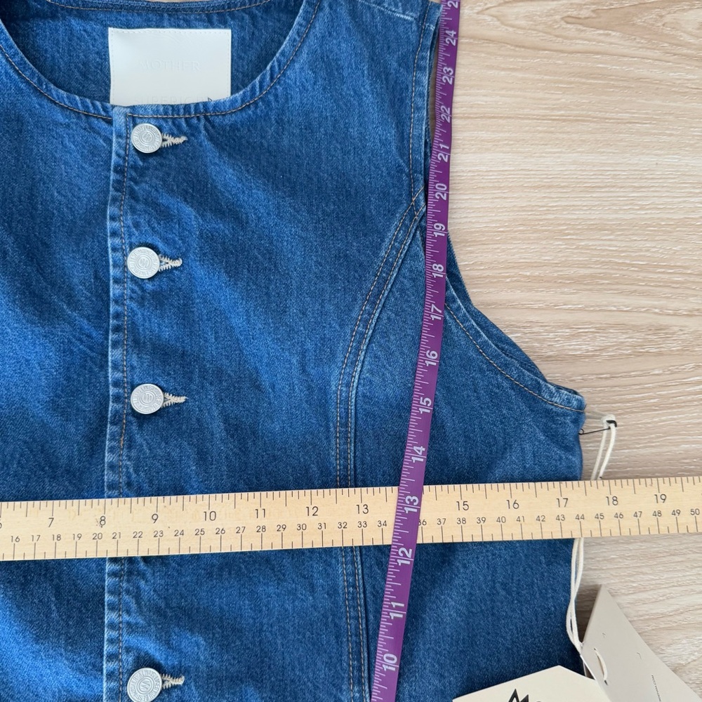 Mother‎ Medium NEW The Vested Interest Scoot This Way High Neck Denim Office - Picture 8 of 8